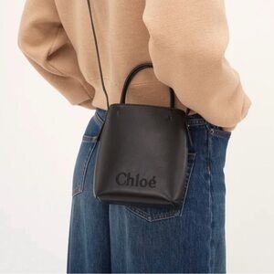 Like New Chloe Sense Micro Tote Leather Crossbody Black Shoulder Bag